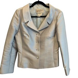 ✨Vintage Rickie Freeman for Neiman Marcus Silver Crop Jacket Size 10